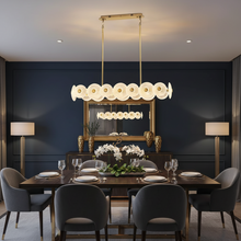 Linear Disc Chandelier Frosted Petal Pendant Gold Light — Kenya · WIMU Kitchen