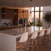 Eames-Style DSW Counter Bar Stool – Molded Seat, Natural Wood Eiffel Legs (28" Seat) — WIMU Kitchen Nairobi — Kenya · WIMU Kitchen