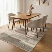 Kemet Geometric Patchwork Rug, Beige & Grey, 3 Sizes — view 2 — Kenya · WIMU Kitchen