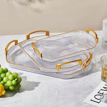 3 Piece Striped Clear Tray Set, Gold Rimmed Handles — view 3 — Kenya · WIMU Kitchen