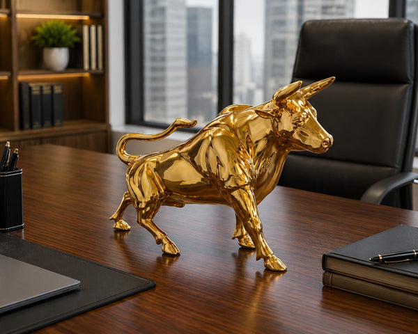 Golden Charging Bull Sculpture — Kenya · WIMU Kitchen Nairobi