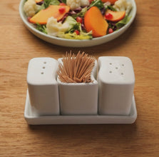 White Ceramic 4 Piece Salt and Pepper Shaker Set with 13 x 6cm Tray — WIMU Kitchen Nairobi — Kenya · WIMU Kitchen