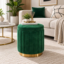 Velvet Pouf Ottoman Stool with Storage 43 x 30cm — view 2 — Kenya · WIMU Kitchen