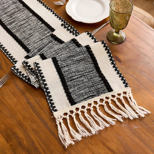 Bohemian Table Runner with Tassels 240cm - Textured Runner for Dining Tables, Sideboards and Consoles — WIMU Kitchen Nairobi — Kenya · WIMU Kitchen Nairobi